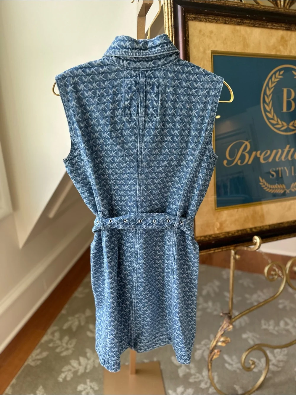 Michael Kors Denim Sleeveless Belted Dress in Blue size 2